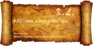 Kádas Leonidász névjegykártya